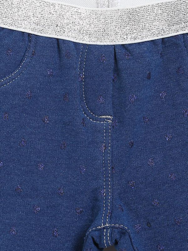 Stretch Denim With Glitter Waistband -Mid Blue image number null
